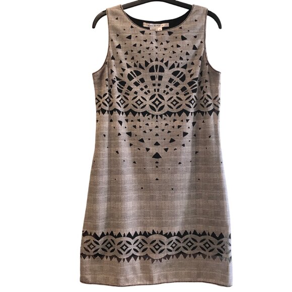 Max Studio Bohemian Abstract Geometric Cutout Cotton Shift Dress Size M - Picture 1 of 6